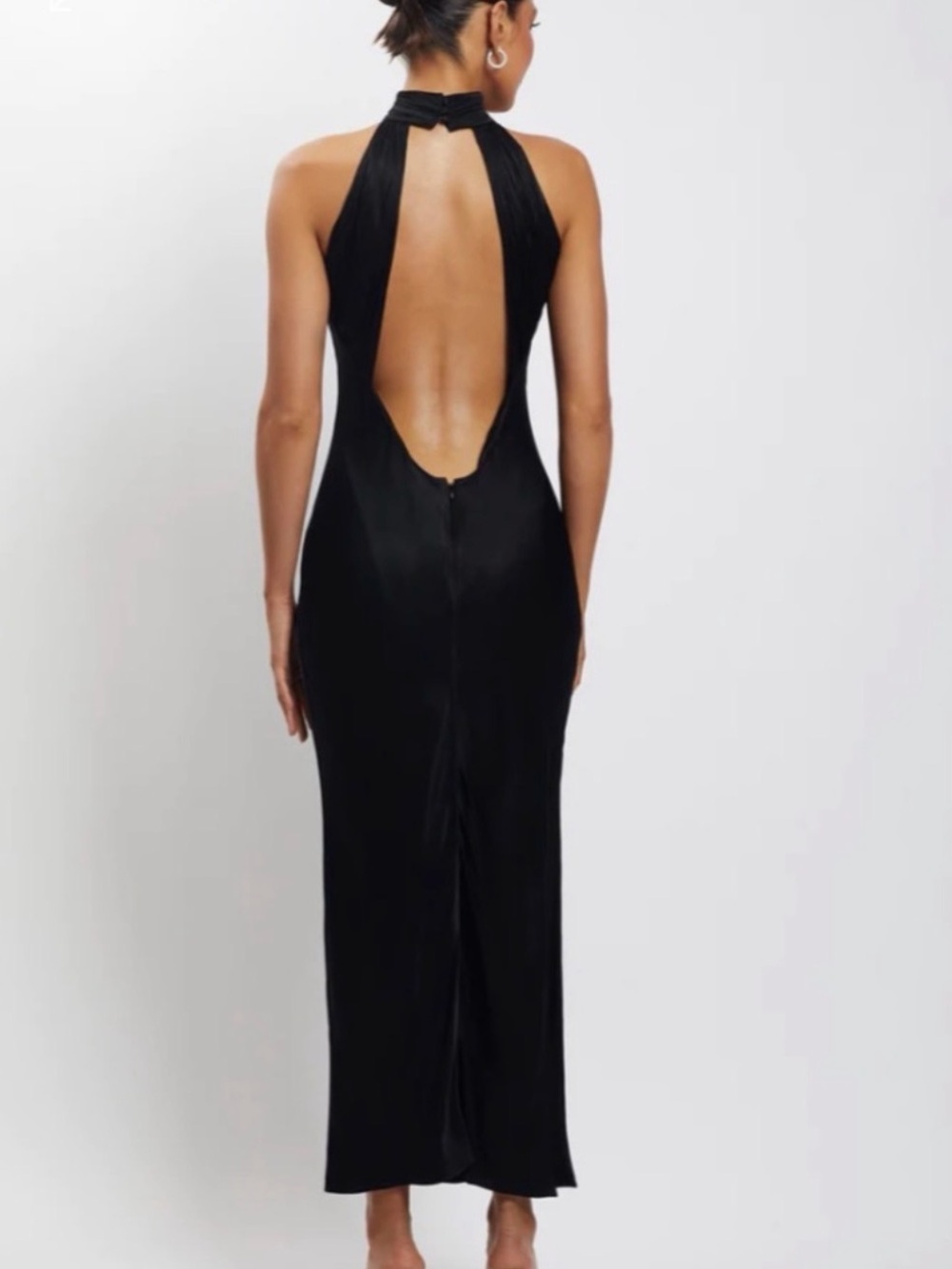 Meshki Black Backless Halter Maxi Dress